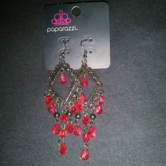 paparazzi Jewelry - Paparazzi Red Dangle Earrings in Red